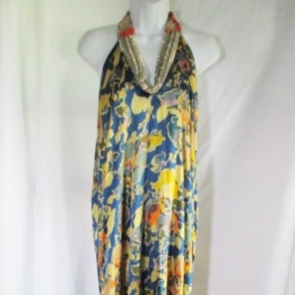 Womens CLEOPATRA Bead Sheer Maxi Floral Dress - Picture 2 of 10